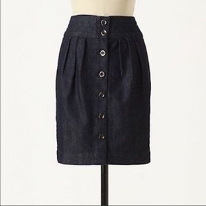 Pilcro Anthropologie button front denim skirt deep blue size 4
